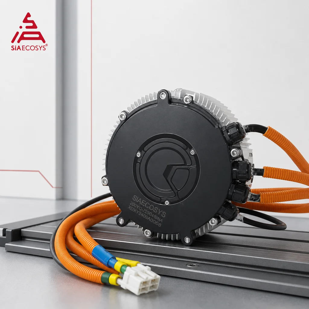 SiAECOSYS SIA200-50 12KW PMSM Motor 26KW Peak 92Nm Torque 1:2.04 Gear Ratio IP67 for Electric Motorcycle Conversion Power Kit