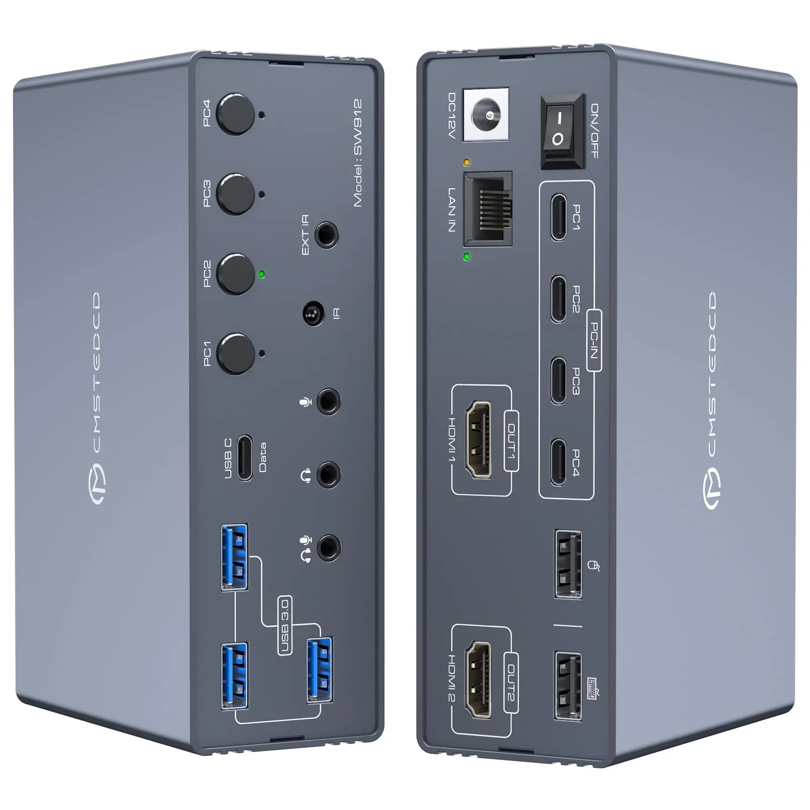 KVM Switch 2 Monitors 4/3/2 Computers Docking Station 4K@120Hz for Thunderbolt 4 KVM Support USB C in HDMI Out for Windows Mac