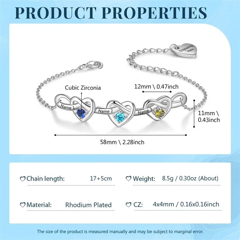 Personalized Name Birthstone Bracelet for Women Mothers Bracelet with Birthstone Mothers Day Gifts Birthday Gift for Mom Grandma