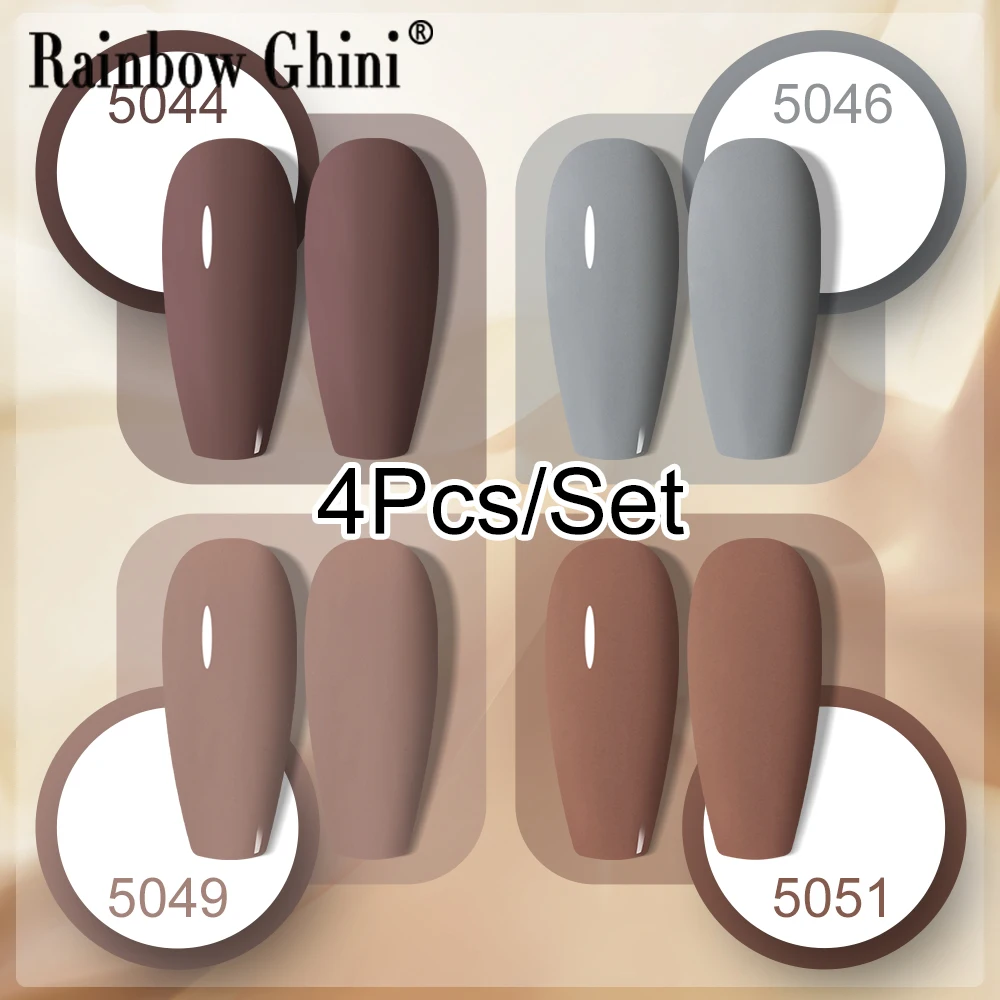 Rainbow Ghini 4Pcs 15ml Spring Summer Color Gel Nail Polish Set Base Top Coat UV LED Nail Art Gel Semi Permanent Varnishes Kit