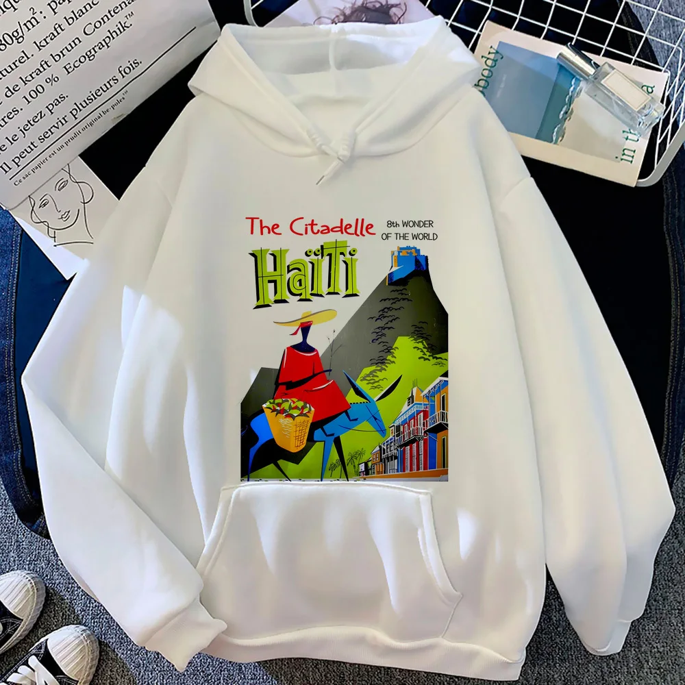 Bluza z kapturem Haiti Japoński wzór w nowoczesnym stylu Wzorzyste damskie bluzy hoddie śmieszne modne wzorzyste