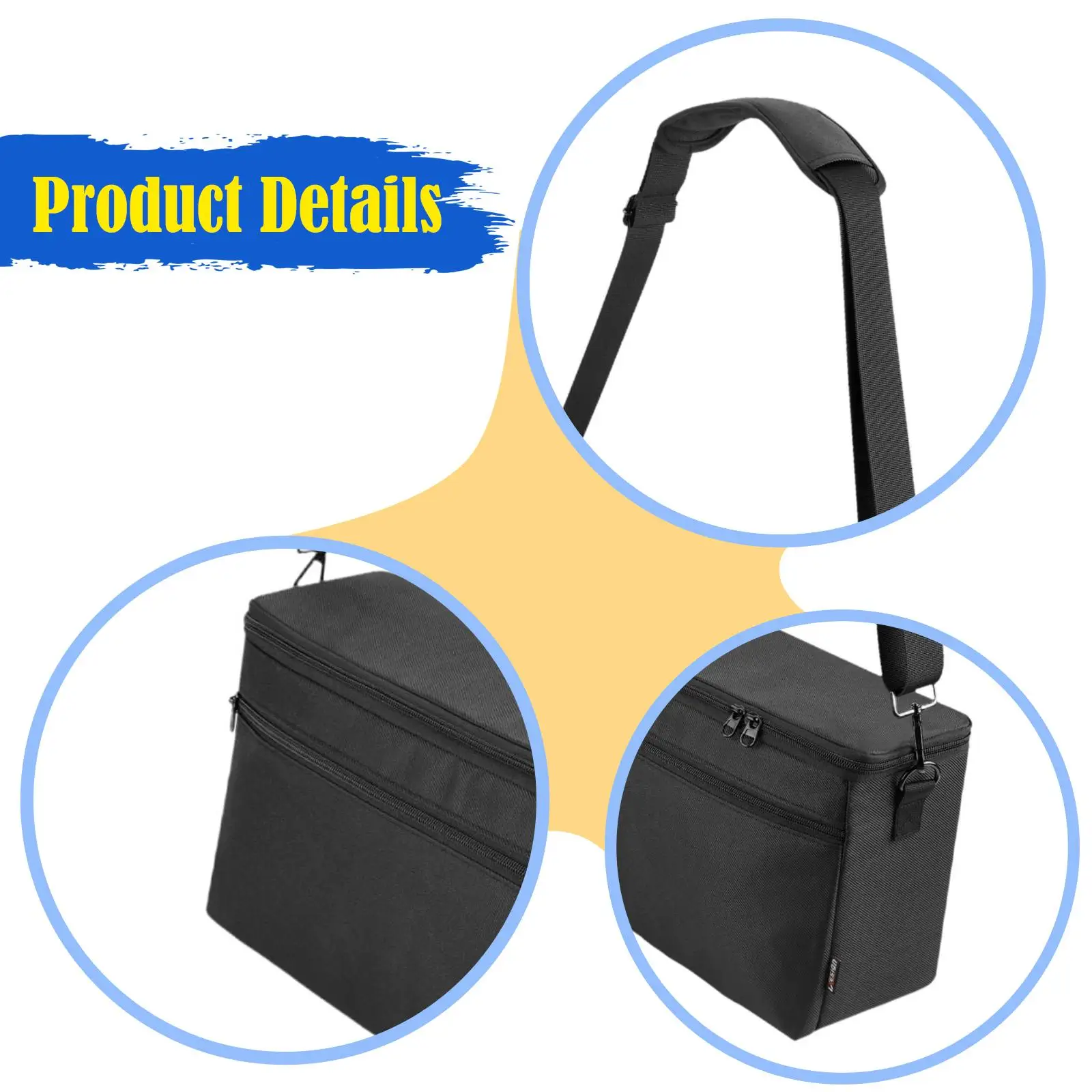 

Portable Speaker Case Organizer Bag Waterproof Nylon Storage Pouch Shoulder Strap for Audio Device Accessories
