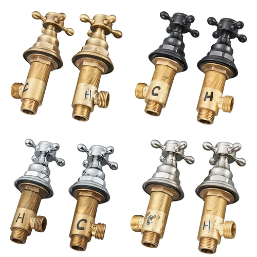 Imagen 1 del producto Manijas para grifo de lavabo, válvula de Control fría y caliente de latón montada en cubierta, manija mezcladora, interruptor para grifo de baño, 2 uds.