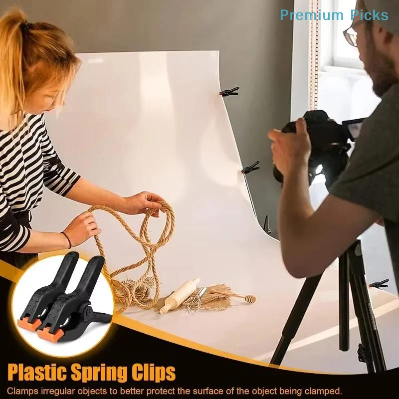 2-9 Inch Plastic Spring Clamps Adjustable Woodworking Clips Quick Fixing Clip For DIY Craft Photography Background Hanging Clips