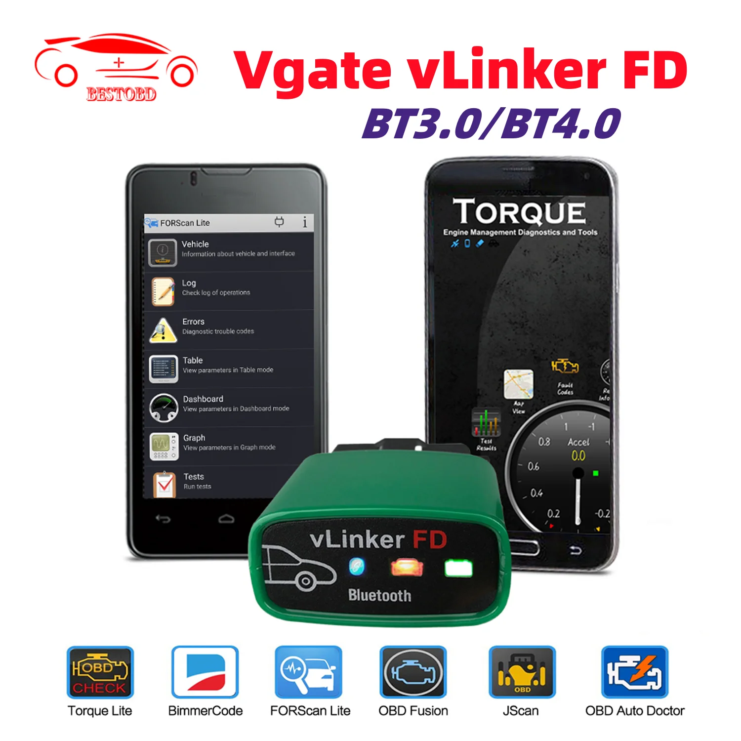 Vgate vLinker FD+ ELM327 Bluetooth 4.0 For Ford FORScan wifi OBD2 Car Diagnostic OBD 2 Scanner J2534 Auto Tool ELM 327 V1 5