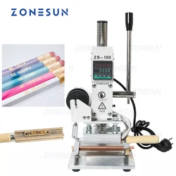 ZONESUN-máquina de estampado en caliente con logotipo personalizado, máquina de bronceado Manual para tarjetas de PVC, papel de cuero, máquina de estampado de lápices, ZS-100A