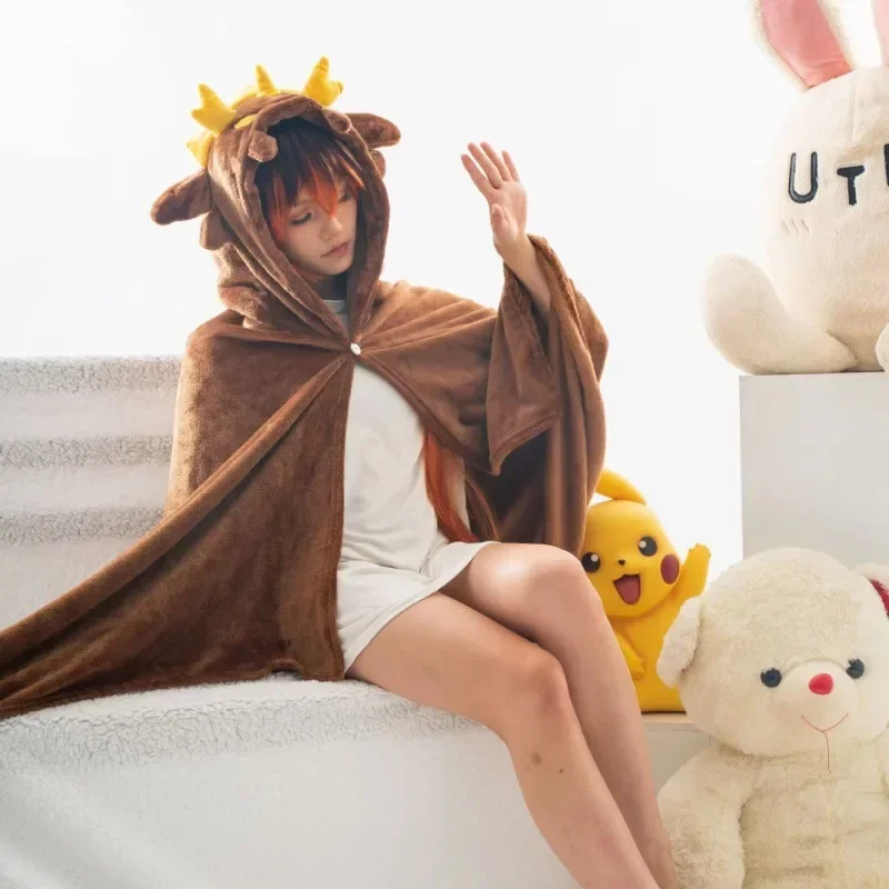Anime Genshin Impact Blanket Plaid Cloak Zhongli Women Pajamas Wearable Xiao Adult Blanket Cosplay Custom Shawl Plaid Homewear