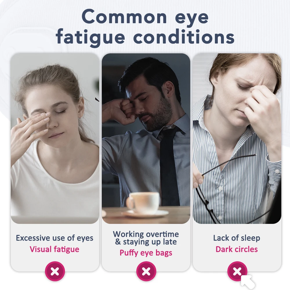 Massageador de olhos 3d, 5 vibrações, 3 níveis de temperatura, aquecimento, máscara de sono para viagens de escritório, reduz olheiras, fadiga ocular, sombra