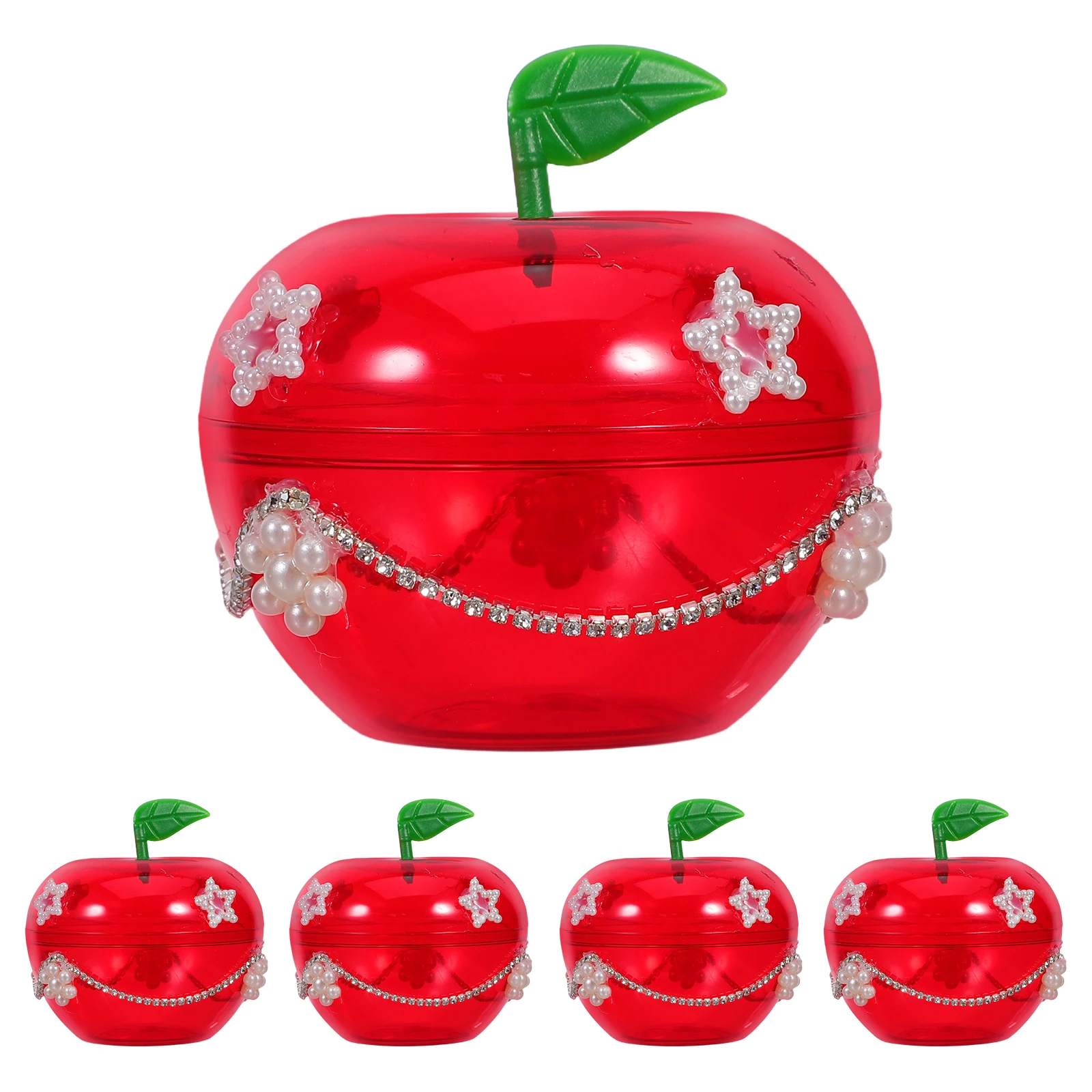 

5 Pcs Apple Jewelry Storage Box Candy Container with Lid Back-to-school Holder Cookie Jar Plastic Party Favors Jars