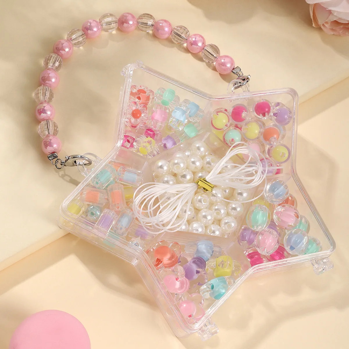 Children's Educational Toy Girls DIY Beading Jewellery Material Jewellery Box Cute Star Children Bracelet Necklace Set Toy Gifts