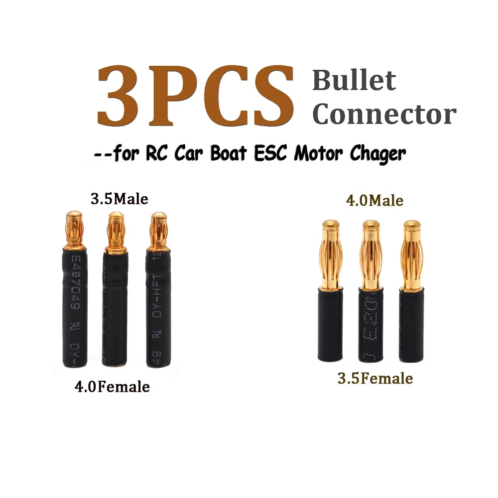 No Cable 3.5mm to 4.0mm Bullet Banana Connector Adapter Female/Male Extension Conversion Plug for RC ESC Car Motor Charger
