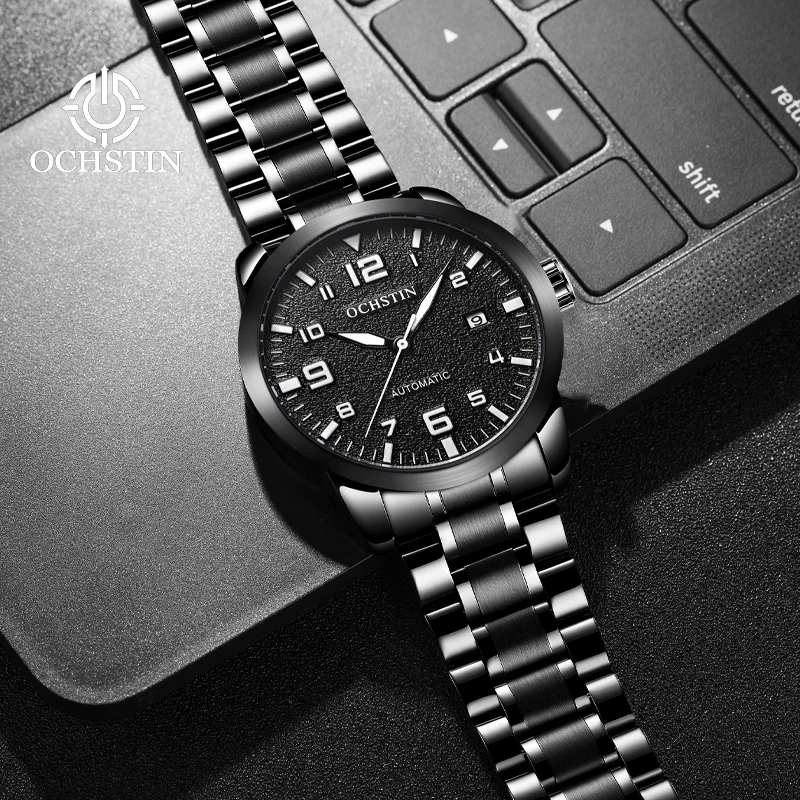 OCHSTIN Master Series Men Automatic Mechanical Watch Solid Stainless Steel Bracelet Daily‑Waterproof Business Dress Wristwatch