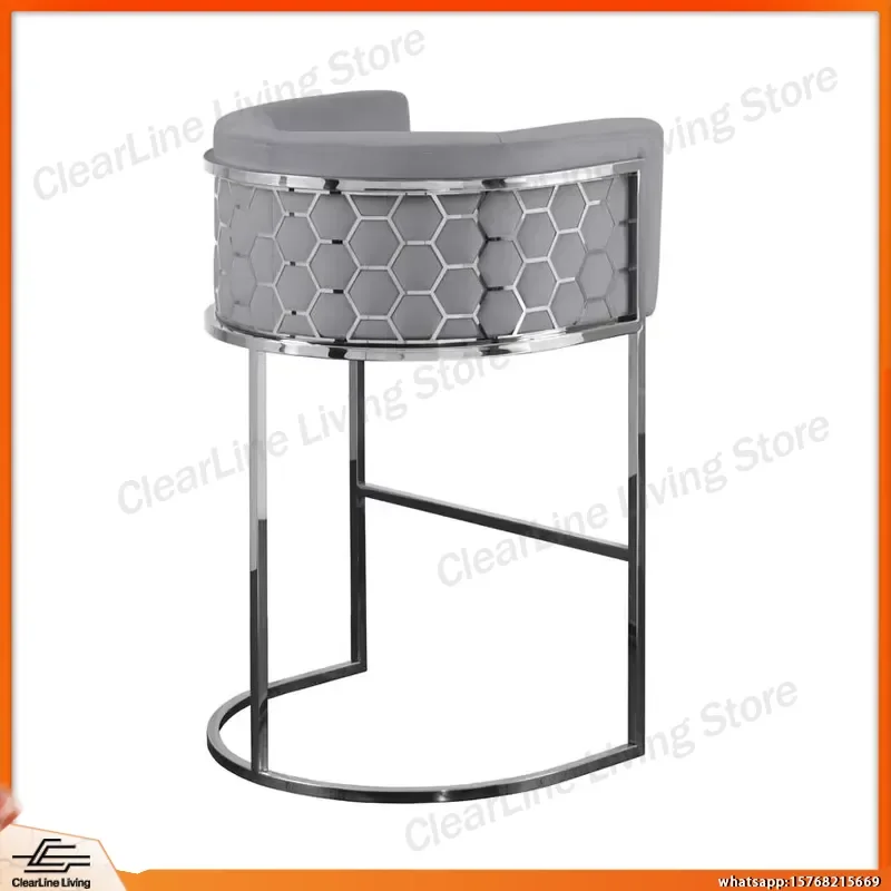 

Bar Stool with Stainless Steel Frame and Velvet Upholstery Adjustable Height Swivel Seat for Home Bar Hotel Restaurant