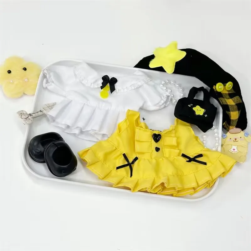 

Летнее полнозвездное платье принцессы 20 см, комплект хлопкового кукольного платья, плюшевое кукольное платье, милый кампусный стиль, корейский стиль