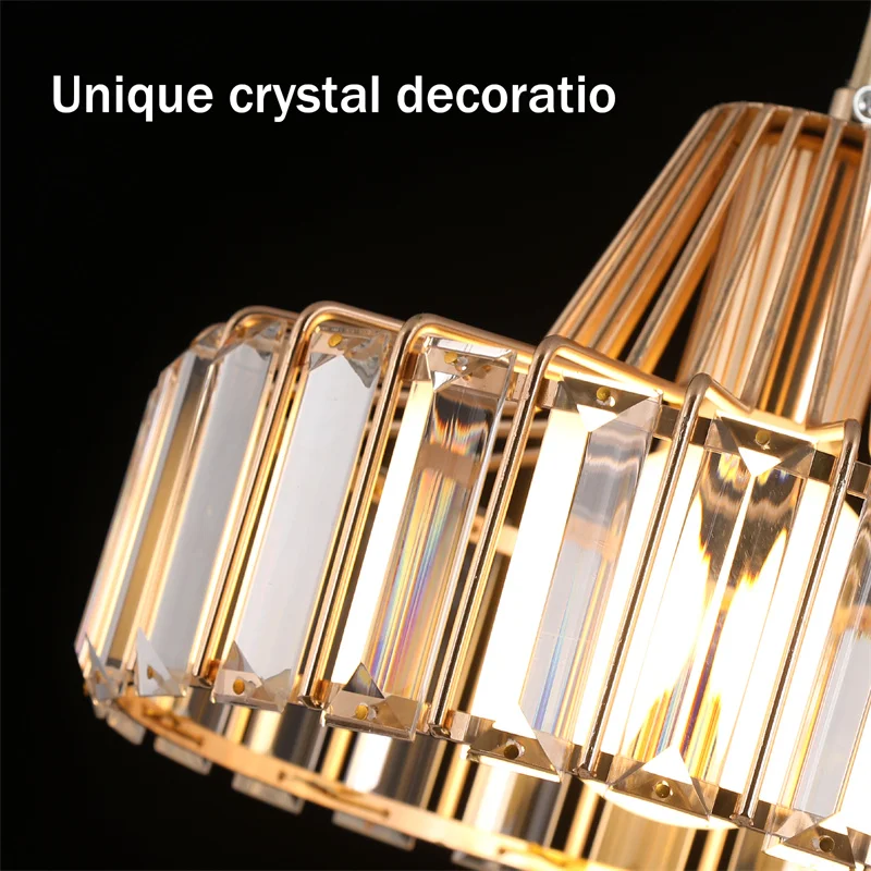 Modern Pendant Light Nordic Crystal Led Chandelier Hanging Ceiling Lamp Luxury Indoor Lustre Dining Room Kitchen Island Fixture