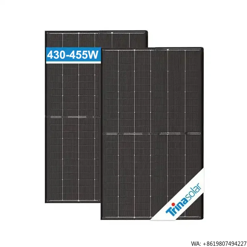 Ready Stock Trina 455W Panneau Solaire Black Frame Vertex S N-Type PV Module 450 Watt Dual Glass Solar Panels Price