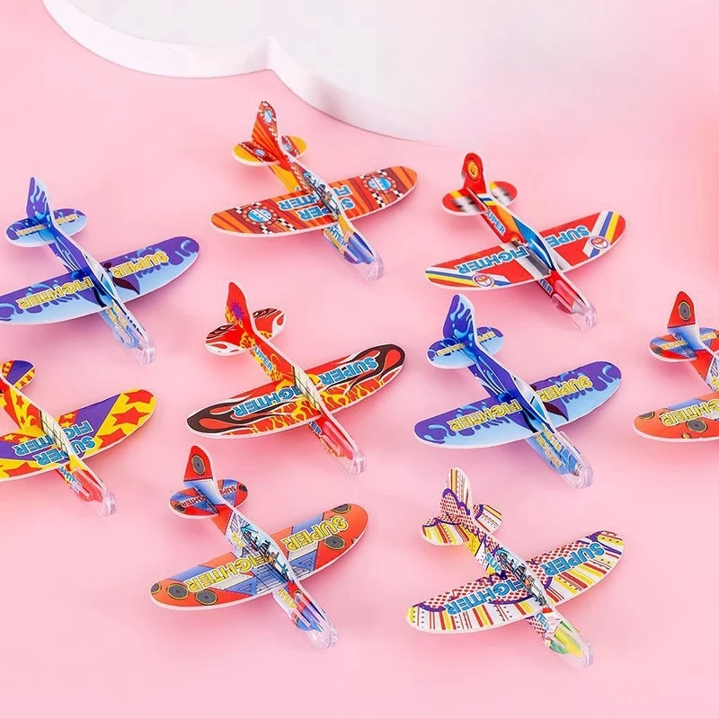 10Pcs Mini DIY Hand Throw Flying Glider Planes Foam Airplane Game Toys for Kids Birthday Party Favors Baby Shower Pinata Fillers