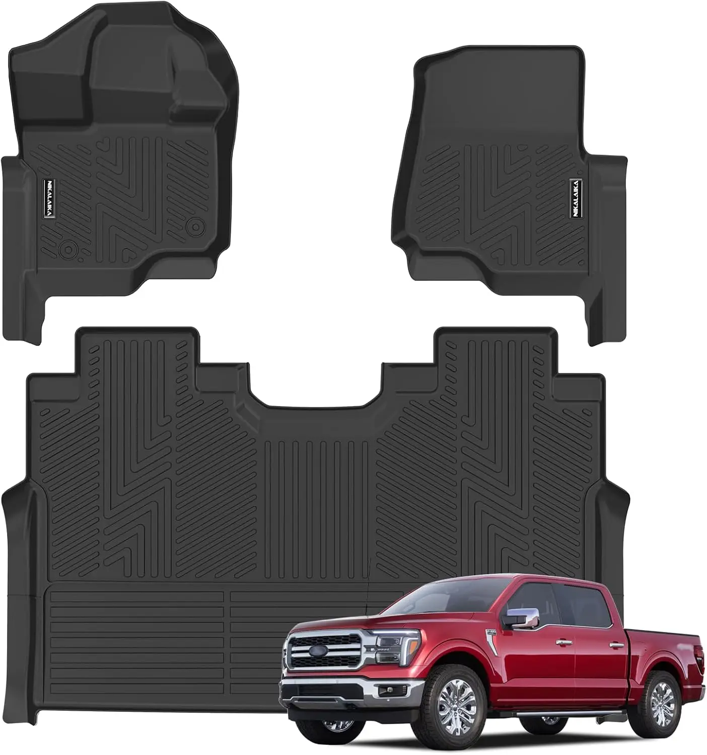 

All-Weather TPE Rubber Floor Mats for Ford F150 2015-2026 SuperCrew Cab, Anti-Slip Odorless Protection