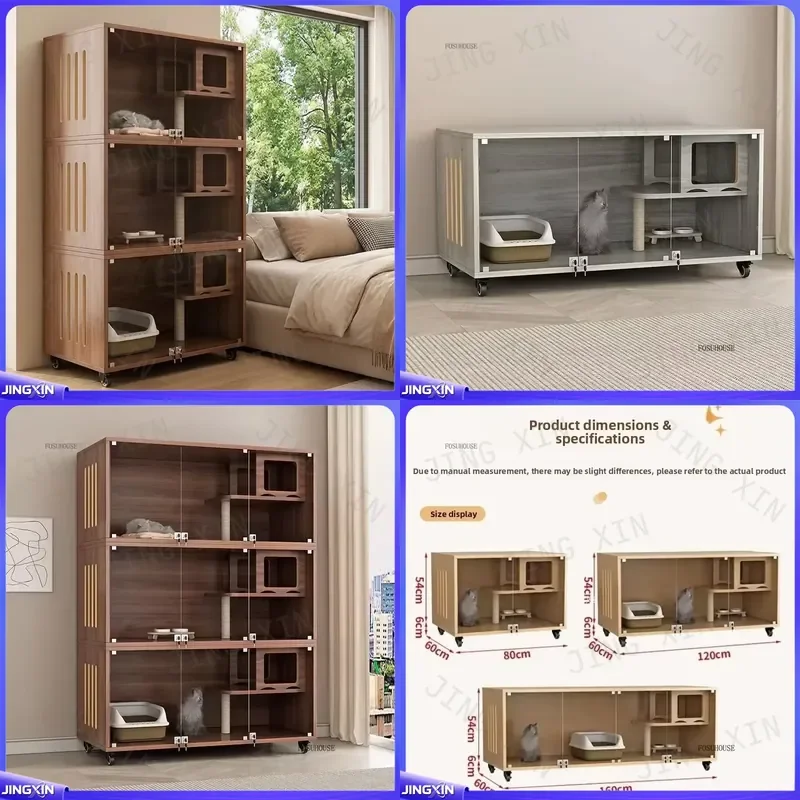 Custom for Large Wooden Cat House Outdoor Multi Layer Luxury Transparent Cat Villa Pet Supplies Furniture Shelter