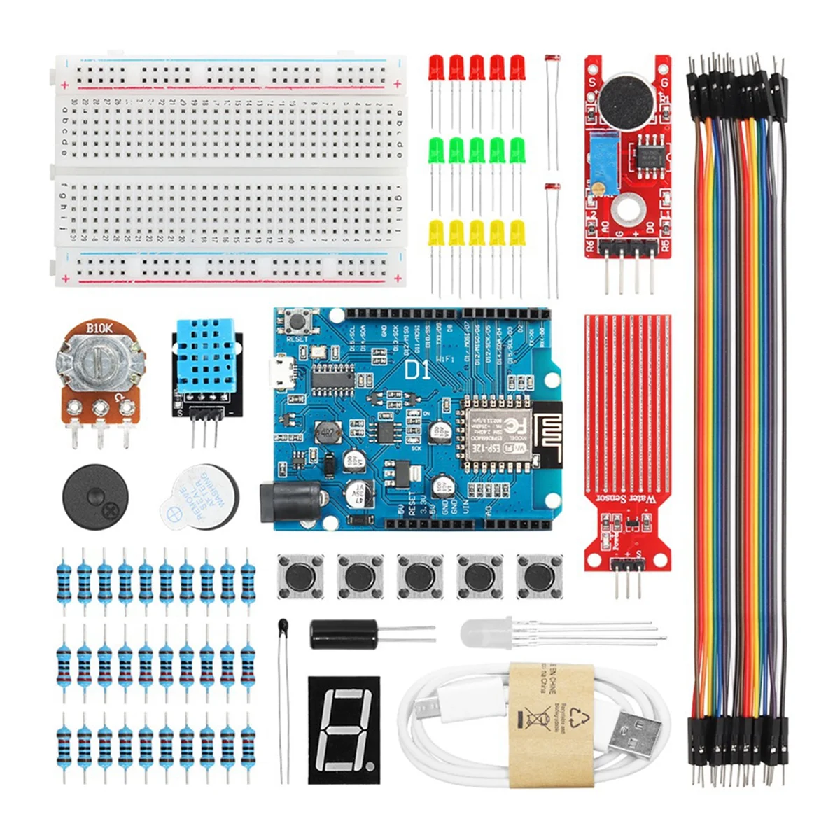 Basic Starter Kit for Arduino Programming D1ESP8266 WiFi R3 Component DIY Electronics Kit Educational Complete Set