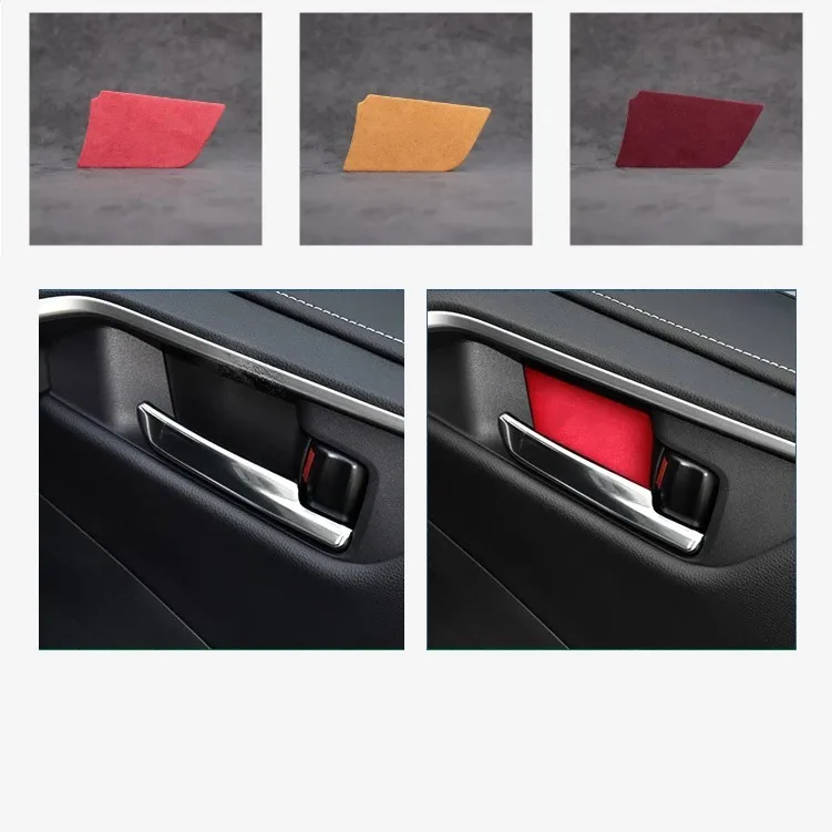 Tcart Luxury Material Short Plush Auto Interior Door Handle Trim Sports Car Accessories For Toyota RAV 4 XA50 50 2019 2020 2021