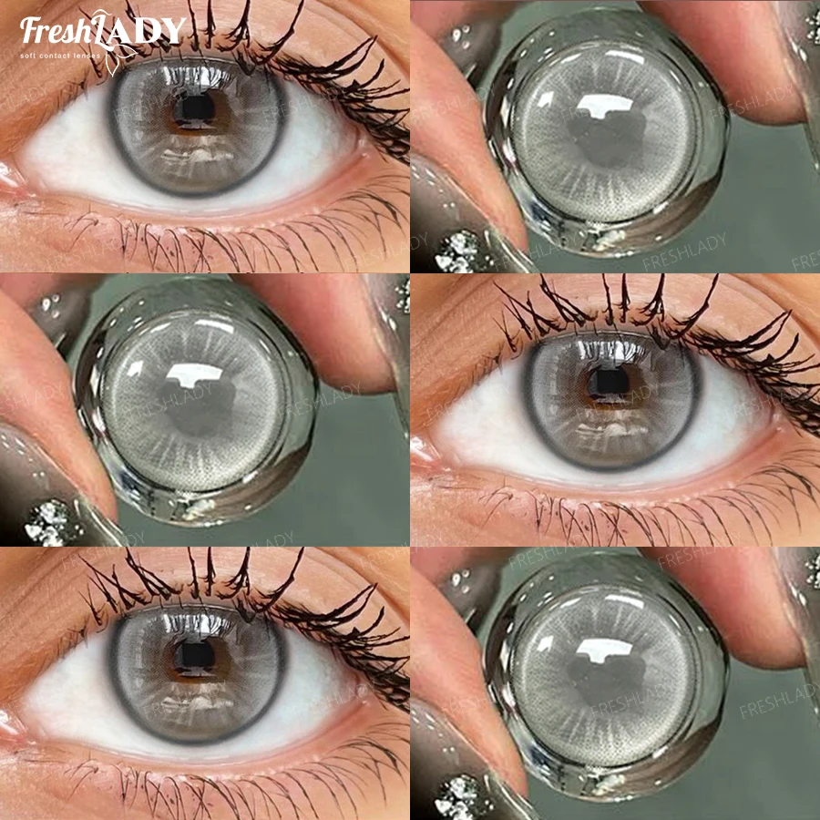 Freshlady 1 Paar Braune Kontaktlinsen Natürliche Graue Pupillen Augen Kontaktlinsen Große Augen Weiche Linsen 14,50mm Jährliche Verwendung – Detail 4