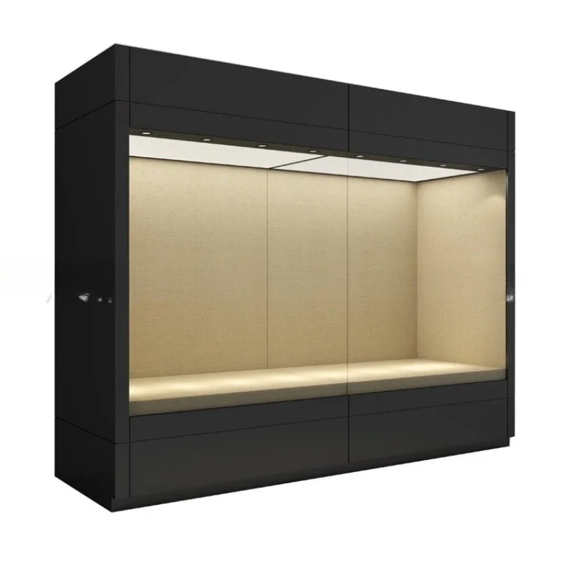 Museum wall cabinets, hanging glass low-reflection antique vases, private museum display cabinets