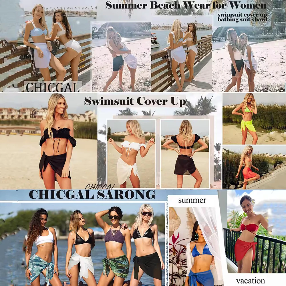 Summer Vacation Bikini Beach Skirt Women Beach Swimming Chiffon Skirt Lightweight Scarf Beach Swimsuit Hoodie Strap Design Sexy view 6