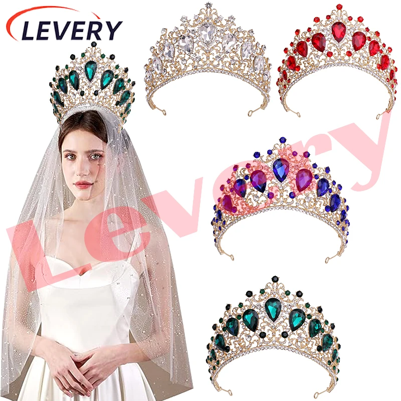 

Levery Crystal Tiara Crown Headband Elegant Crowns with combs for Women Girls Bridal Wedding Prom