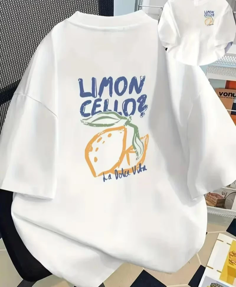Camiseta con estampado de limón Limoncello, camisetas italianas de verano con gráficos de manga corta para hombre y mujer, ropa informal holgada para uso diario