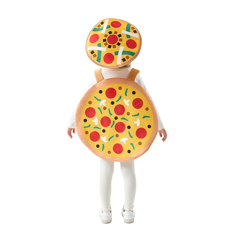 loween 子供用ピザコスチューム ベスト 帽子 ステージパフォーマンス衣装 ポリエステル素材 エスニックファション レディース服