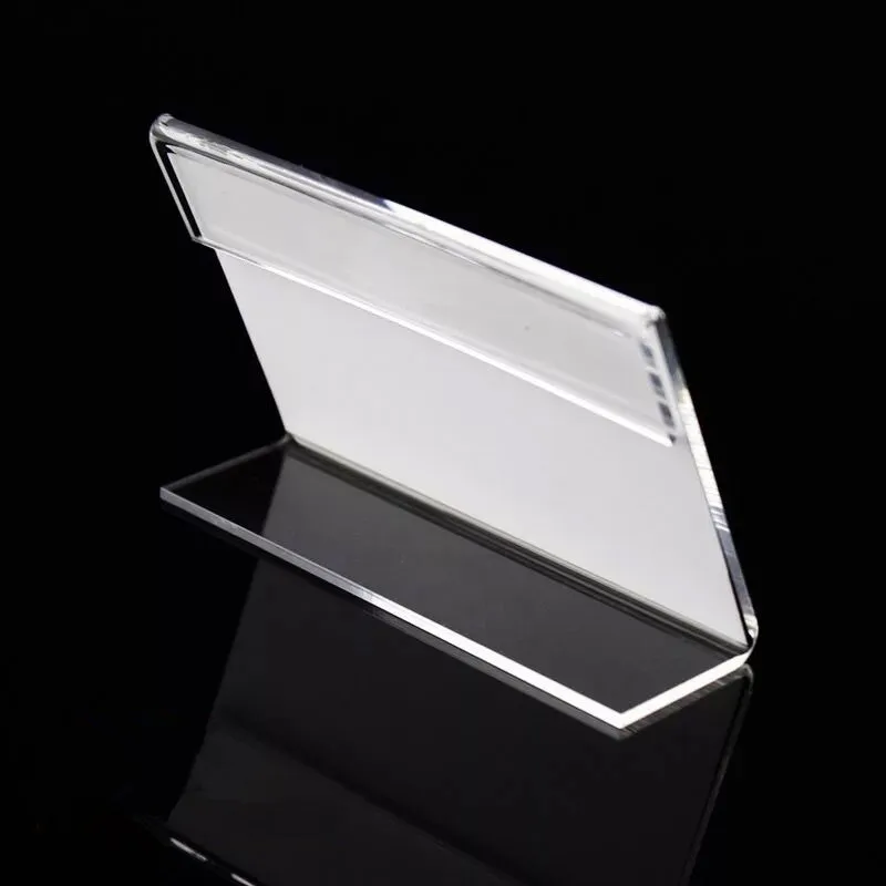 30 Pieces 100x70mm L Shape Acrylic Sign Holder Clear Table Top Price Display Stand Name Card Desktop Tent Card Label Holder