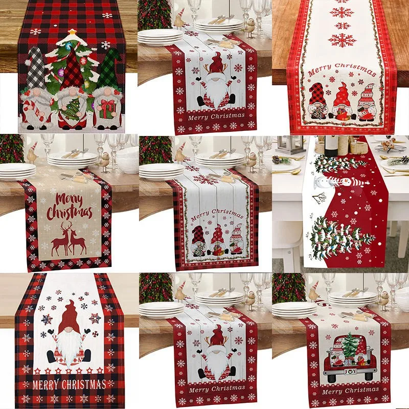 

New Christmas Table Flag Holiday Decoration Dining Table Linen Printed Christmas Tablecloth Atmosphere Christmas Decorations