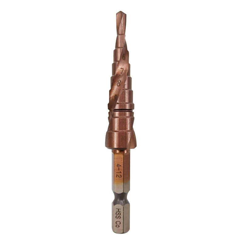 M35 5% Cobalt HSS Step Drill Bit for Metal HSS CO 4-12mm Hex Shank Stepped Drill Bits Cone Drilling Tool Hole Saw Milling Cutter