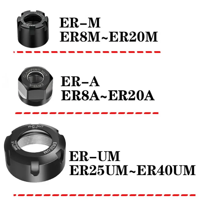 ER8 ER11 ER16 ER20 ER25 ER32 ER40 NUT A M UM ER CNC Nut Engraving Machine ER Collet Nut for Tool Holder Lathe  Tools