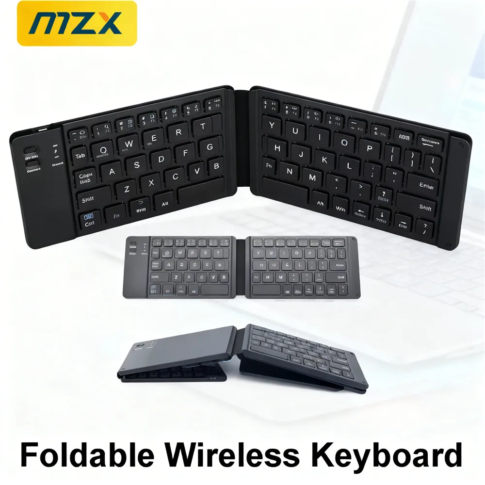 MZX Foldable Keyboard Wireless Bluetoth Mini Ultra-Slim Portable Laptop Desktop Tablet Phone PC Computer Accessories for Macbook