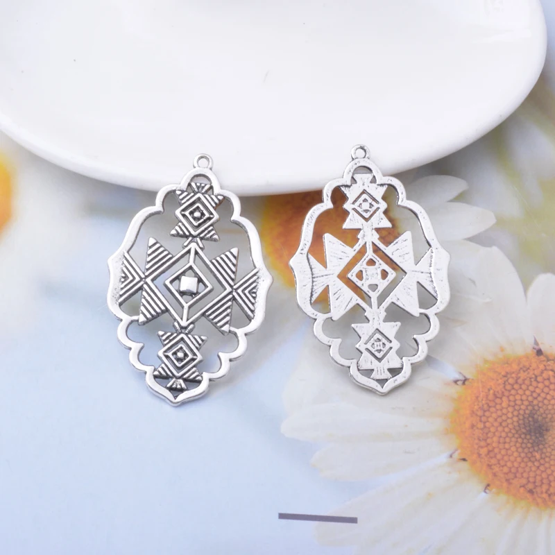 10 Stück Vintage-Stil Antiksilberfarbene Mond-Fächer-Anhänger Metall Runde Anhänger DIY Ohrringe Damen Schmuck – Detail 8