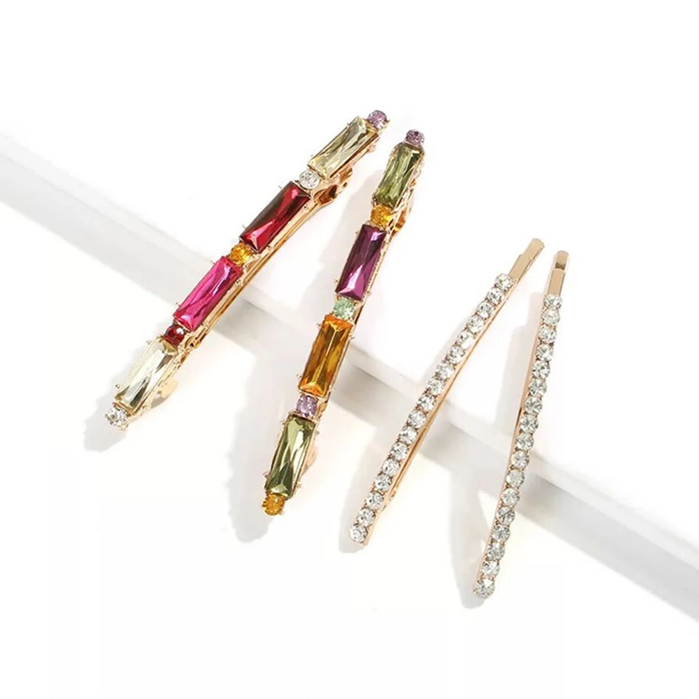 

4Pcs Spring Hair Accessories Set Women Rhinestone Barrettes Durable Metal Bows Pretty Colors Fashion Elegant