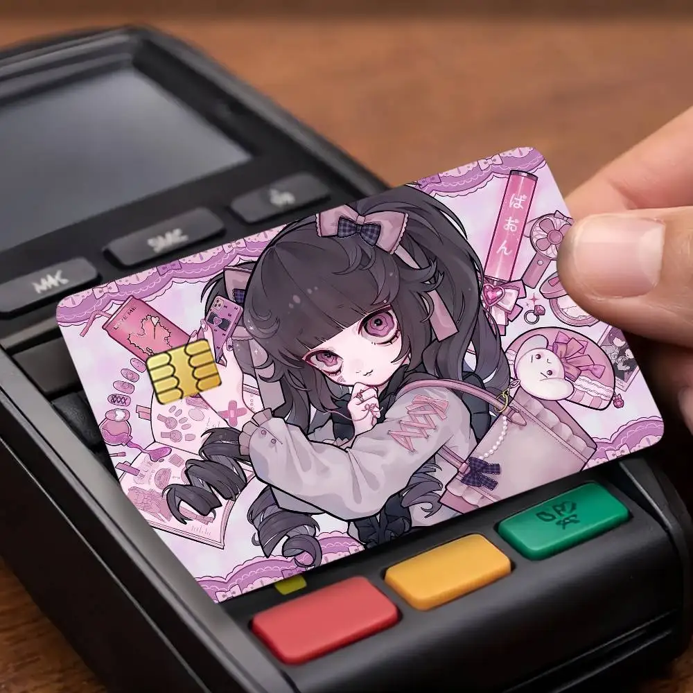 Cute Jirai Kei Credit Card Stickers Skin For Bank Debit Decorative Protection Scratch-resistant Gift 4PCS
