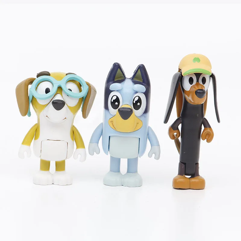 Bluey-Ensemble de jouets modèle Bingo pour enfants, mini ornements mobiles JoendocButter, dessin animé en PVC, vacances, cadeaux de Noël, 8 pièces, 12 pièces