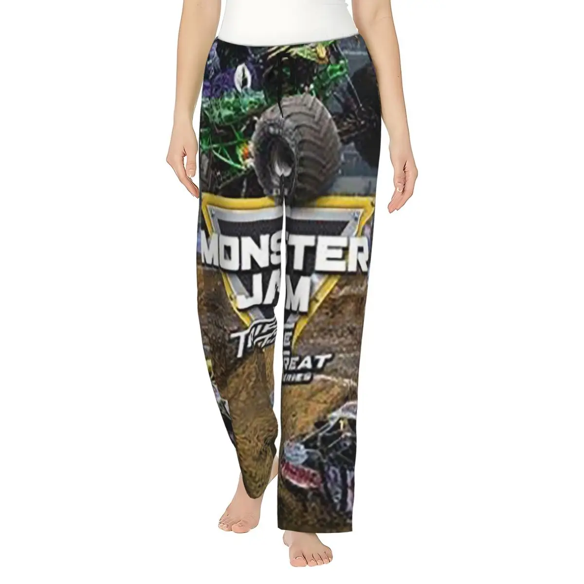 

Custom Classic Monster Jam Truck Pattern Women Pajama Pants Lounge Sleep Sleepwear Bottoms with Pockets