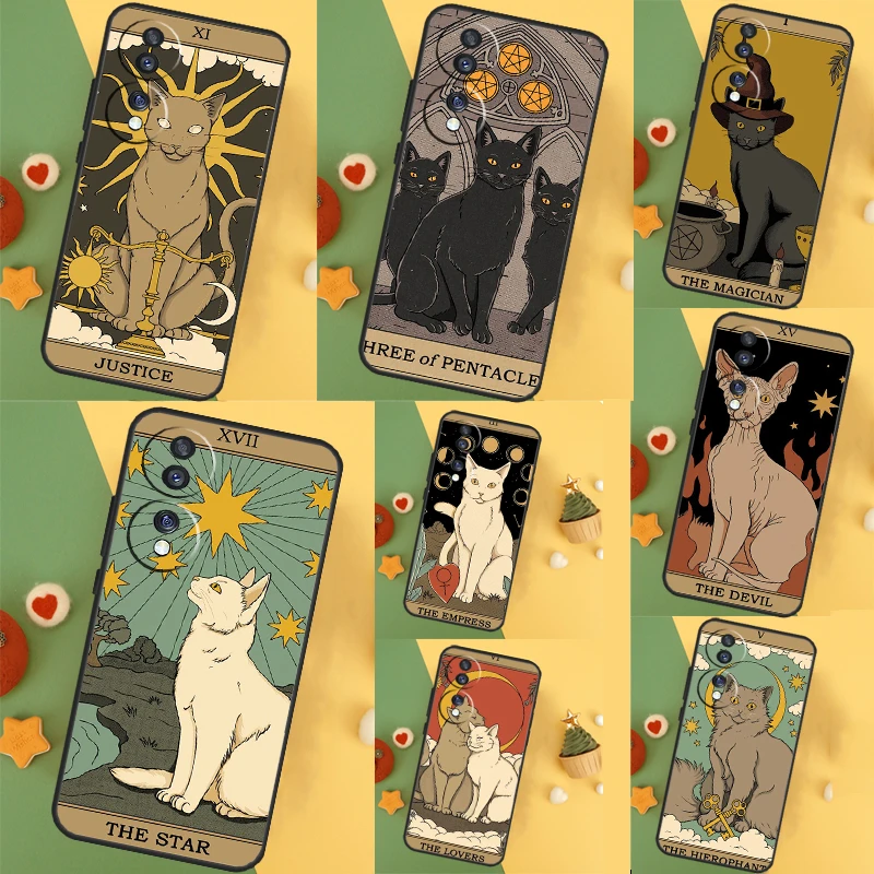  Cats Tarot Witchcraft Case For Honor Magic 6 5 Pro 50 70 90 Lite Honor X8b X9b X6 X7 X8 X9 X6a X7a X8a X9a Cover