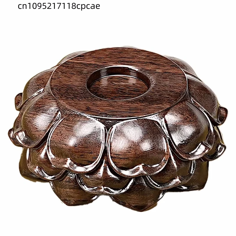 8-28cm Ornament Tea Sets Pedestal Ebony Lotus Base Wooden Display Stand for Buddha Statue Vase Bonsai Plant Home Office Decor