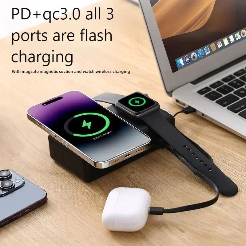 FERISING GaN 65W 6in1 Laptop Powerbank QI2 Wireless Magnetic Power Bank 20000mAh External Battery For iPhone Watch 6-9 Mackbook