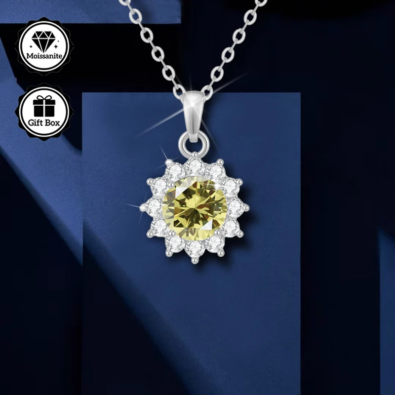 Schmuck für Frauen, hochwertiger Schmuck, hypoallergene Halskette, 2-Karat-Moissanit-Halskette für Frauen, Weihnachtsgeschenk für
