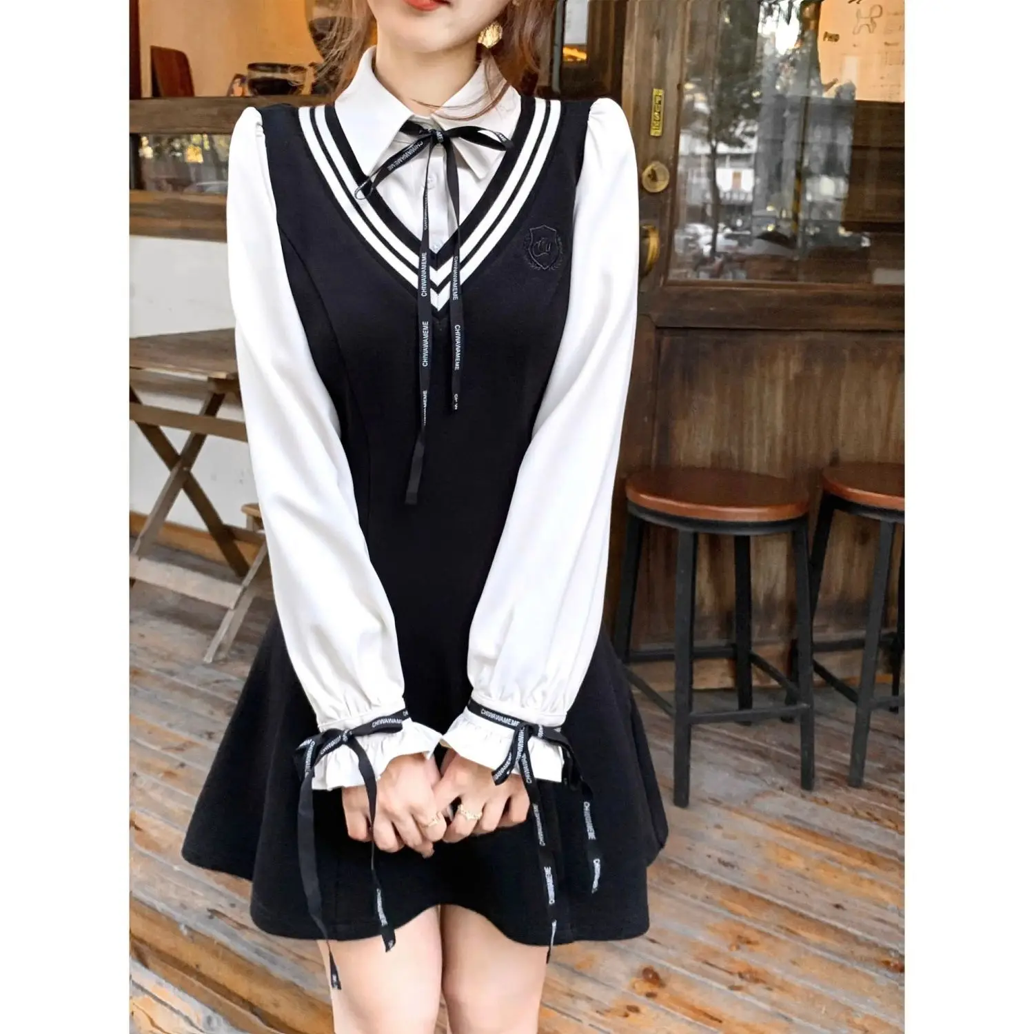 

2023 Autumn Preppy Style Sweet Short Party Dress Women Casual Long Sleeve Office Lady Elegant Mini Dress One Piece Dress Korean
