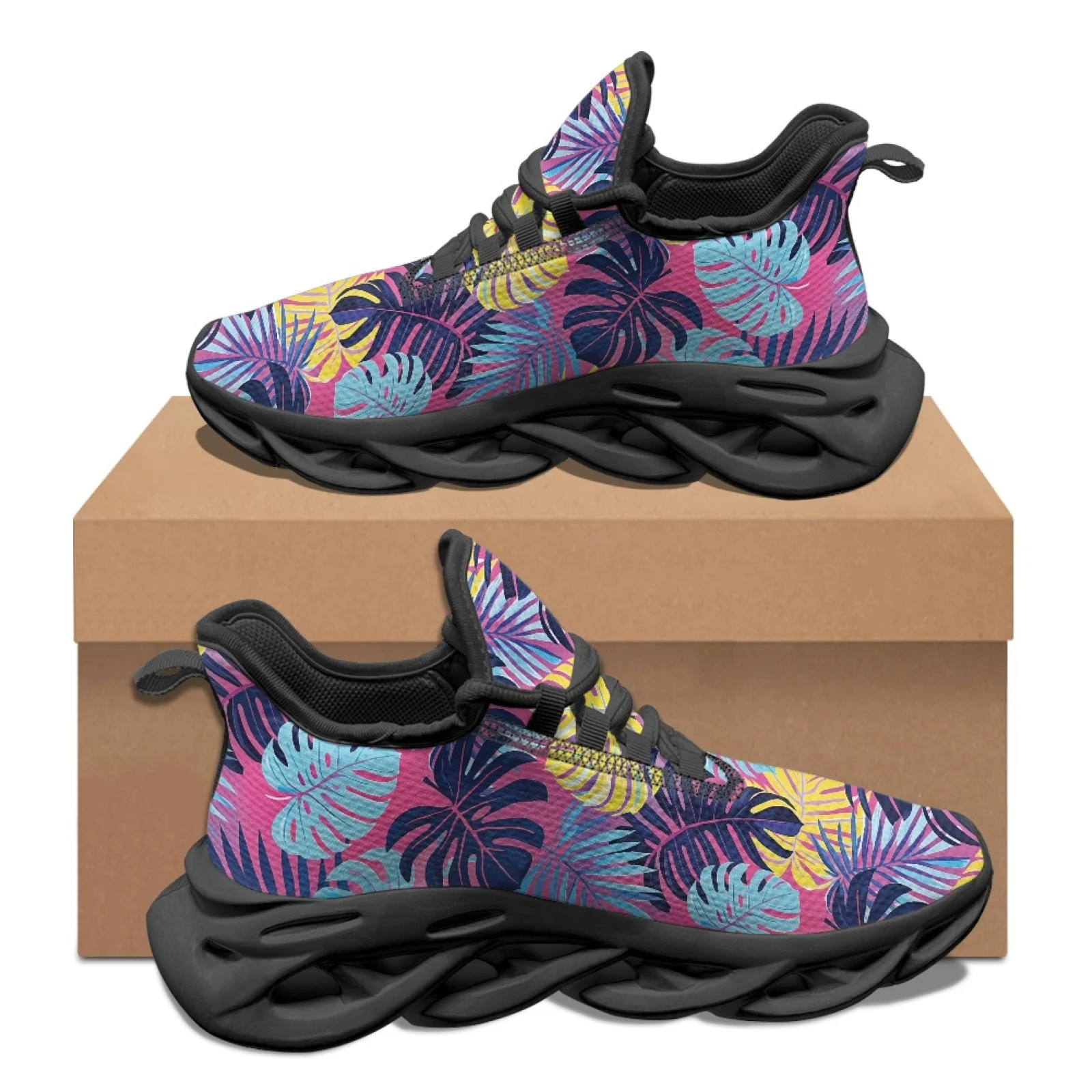PENSTROLL Tropical Leaf Art Breathable Blade Sports Shoes for Men Mesh & EVA Fashion Sneakers Running Shoes