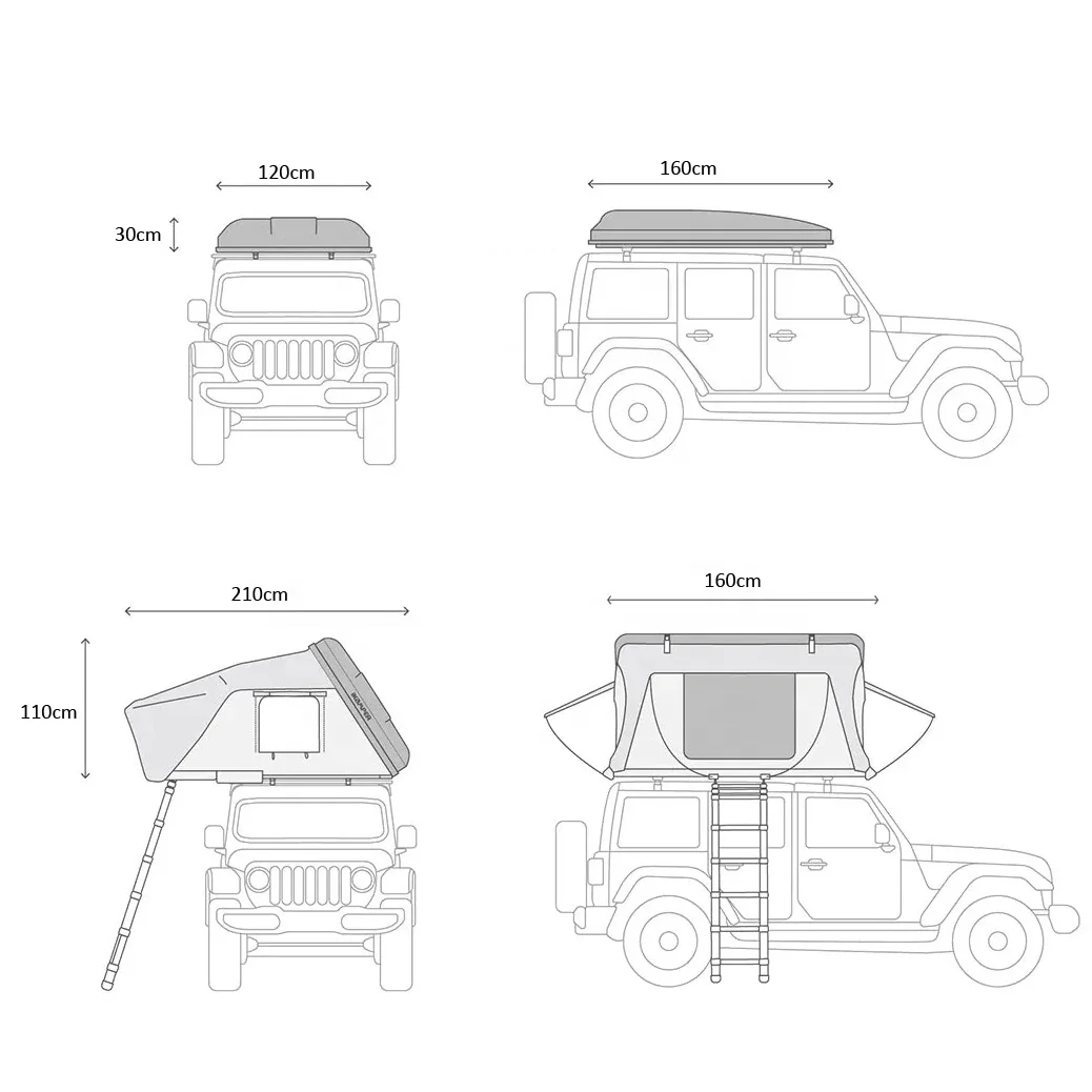 Limited-time Discount Outdoor Camping Pickup Truck Suv Car Hardshell Rooftop Tent 2 Person