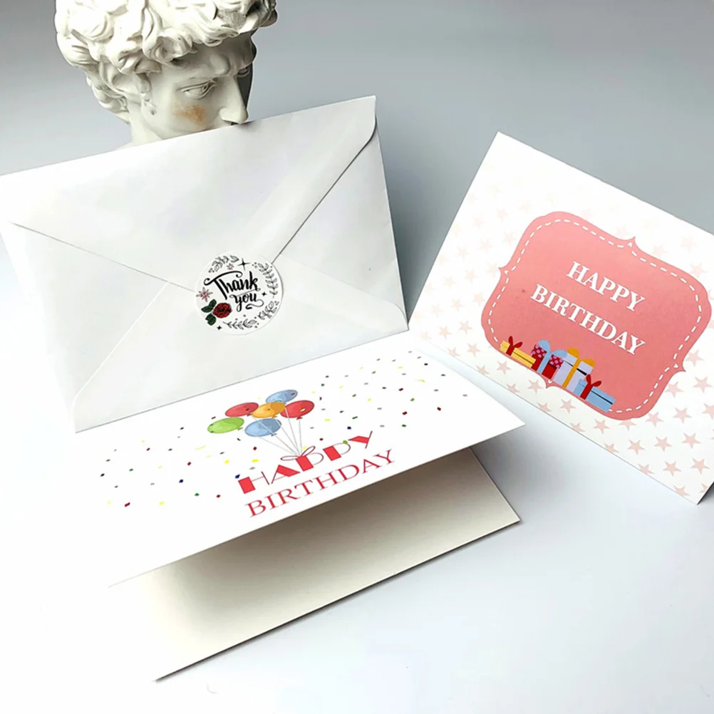6Pcs Birthday Folding Greeting Cards Paper Material Blank Space for Writing Birthday Card Gift Party Supplies Greeting Cards