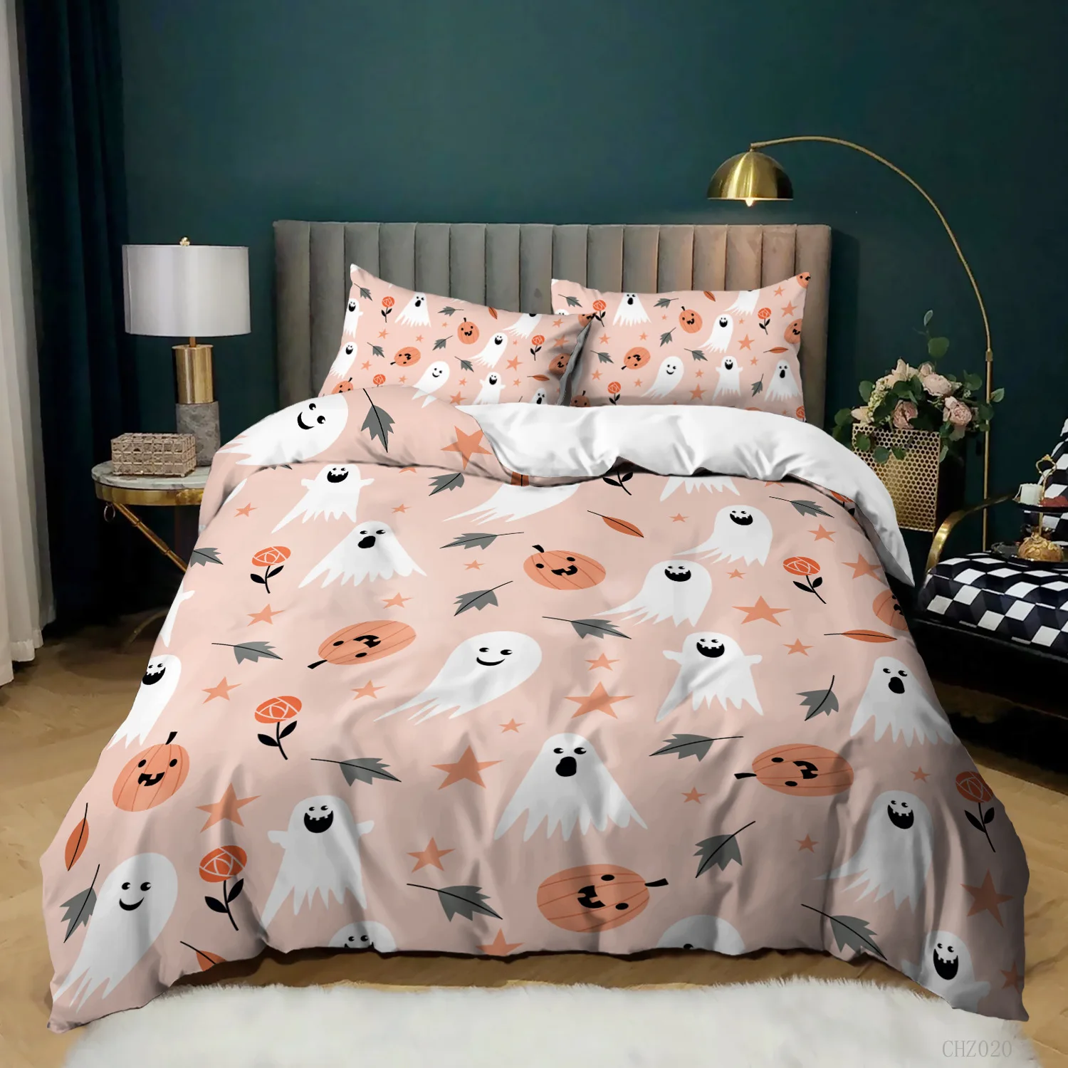 

Halloween Duvet Cover Queen King Cartoon Pumpkin Comforter Cover Lantern Bedding Set MicrofiberGhost Quilt Cover For Boys Girls